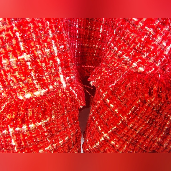 NWT-Altar'd State Chic Red Tweed Ruffled Mini Dress Size XL - Picture 4 of 9